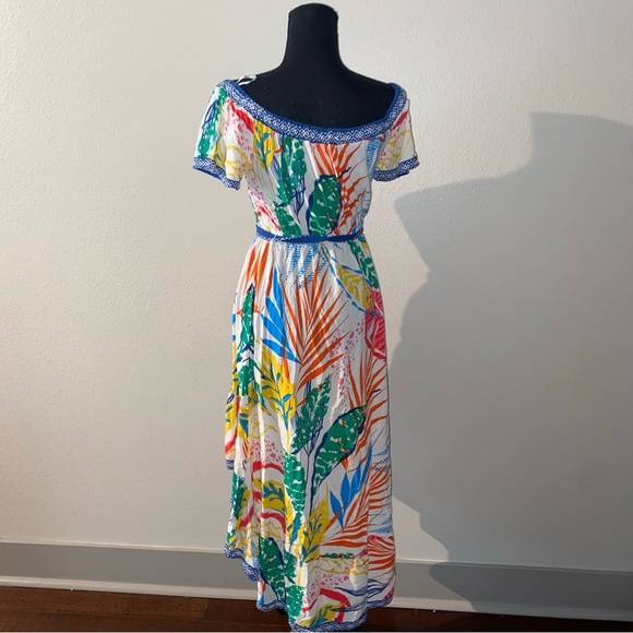 Flying Tomato Blue and Pink Off-Shoulder  Sleeve Sundress - Picture 1 of 8